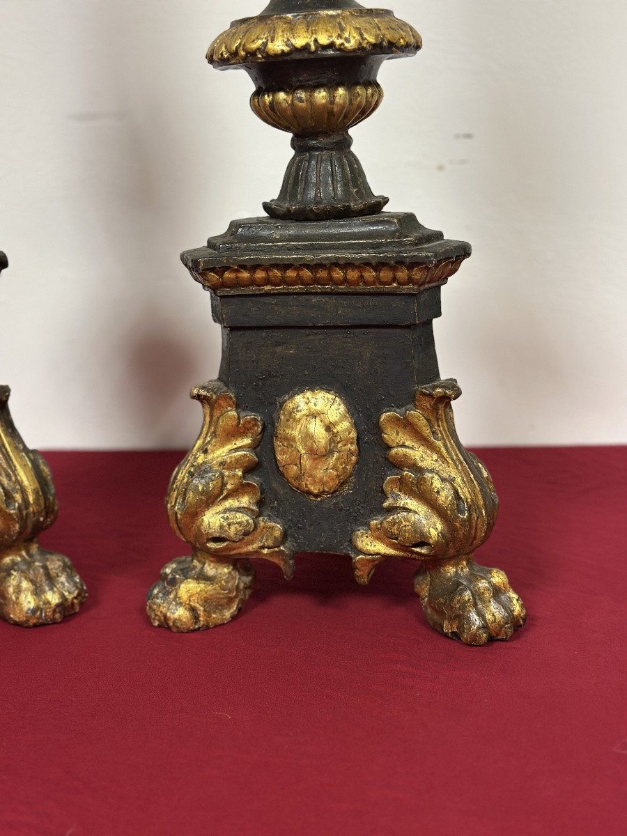 Coppia di candelieri Luigi XIV da palazzo. Lombardia 700 Prezzo di listino-photo-2