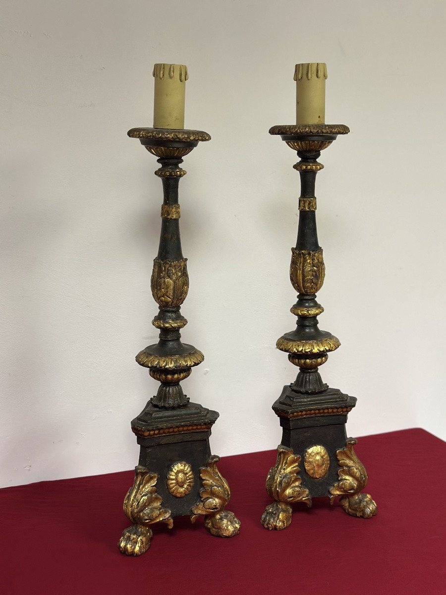 Coppia di candelieri Luigi XIV da palazzo. Lombardia 700 Prezzo di listino-photo-3