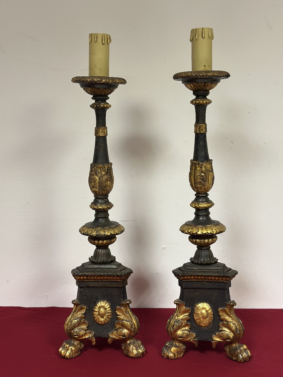 Coppia di candelieri Luigi XIV da palazzo. Lombardia 700 Prezzo di listino-photo-7