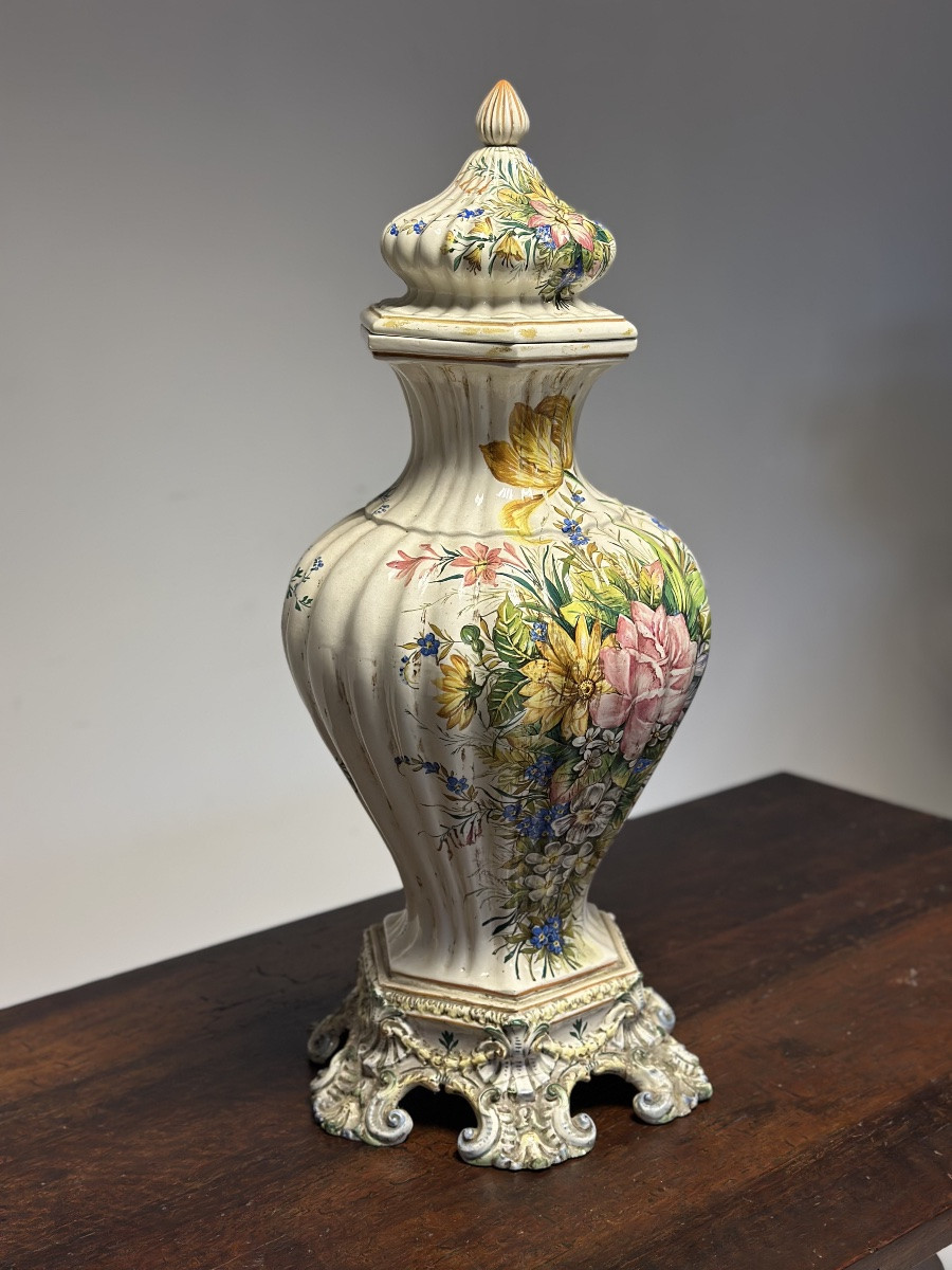 Vaso in maiolica dipinta . Bassano inizio xx secolo-photo-2