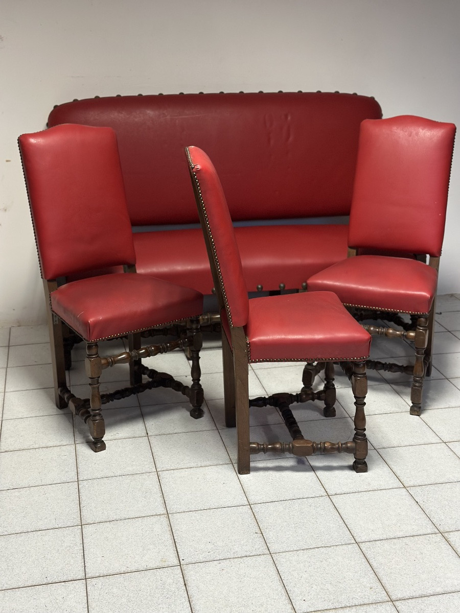 Divano e tre sedie a rocchetto epoca 700-photo-5