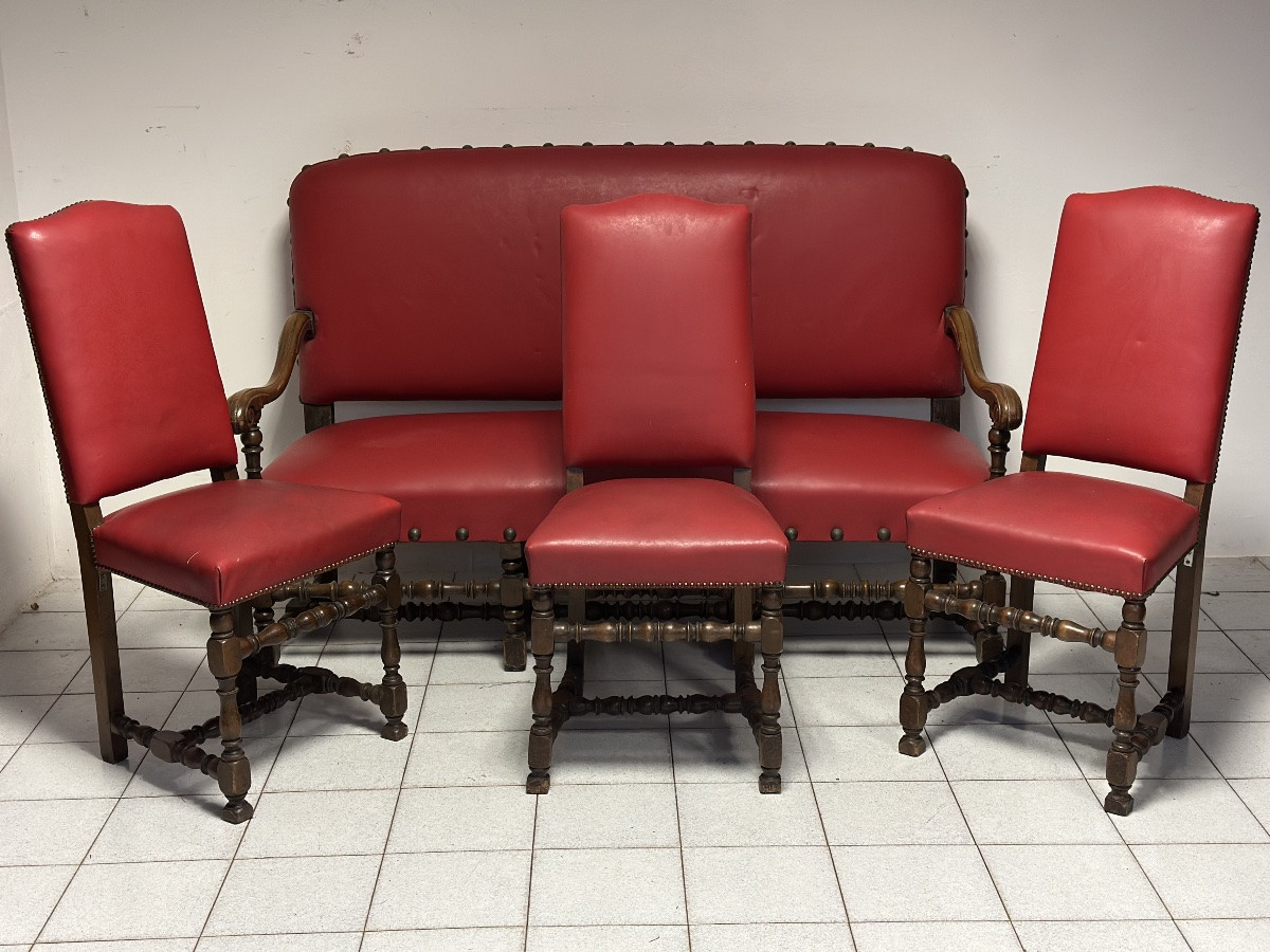 Divano e tre sedie a rocchetto epoca 700-photo-6