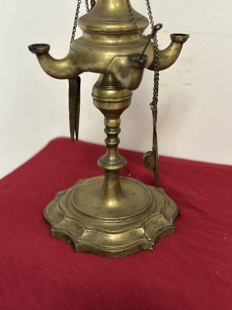 Coppia di lucerne fiorentine a olio in bronzo epoca prima metà del’ 700-photo-5