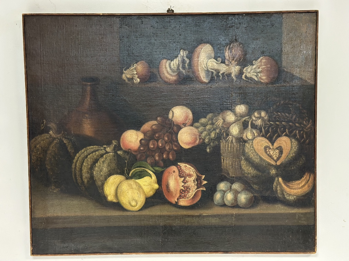 Olio su tela natura morta . XVII secolo inizio XVIII secolo