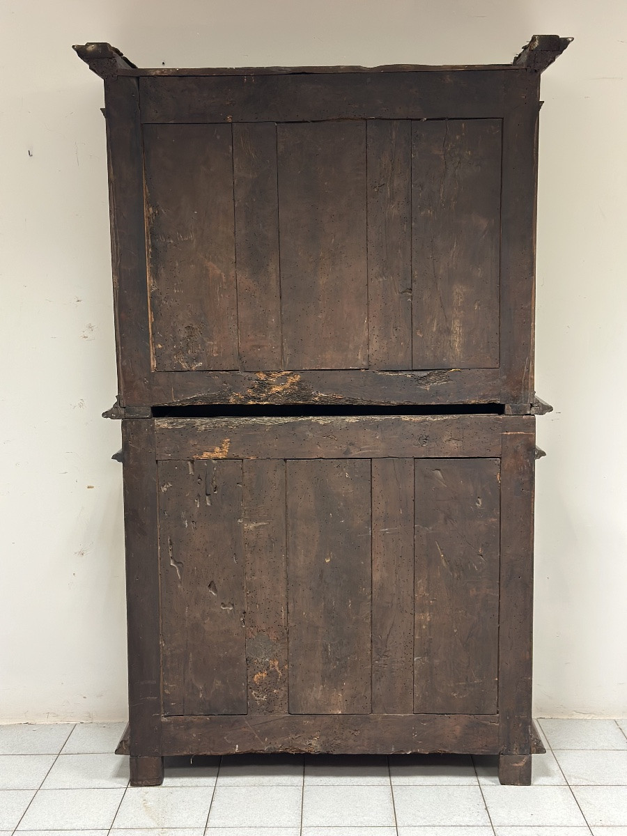 Credenza doppio corpo scolpita . Lombardia XVII secolo-photo-8