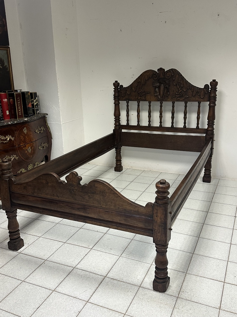 Letto lombardo Luigi XIV in noce . Epoca 600-photo-6