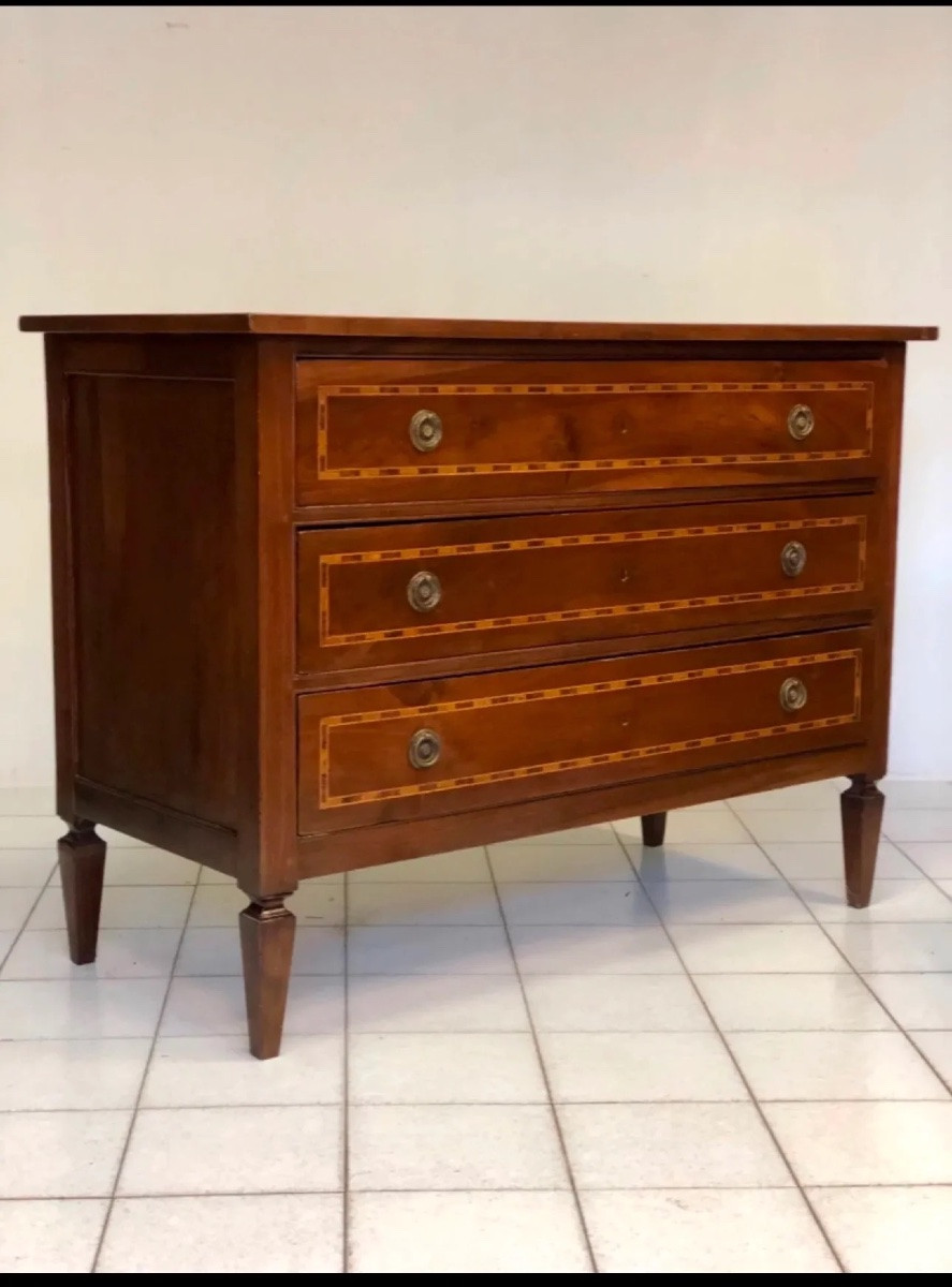 Cassettone Luigi XVI intarsiato . XVIII secolo-photo-2