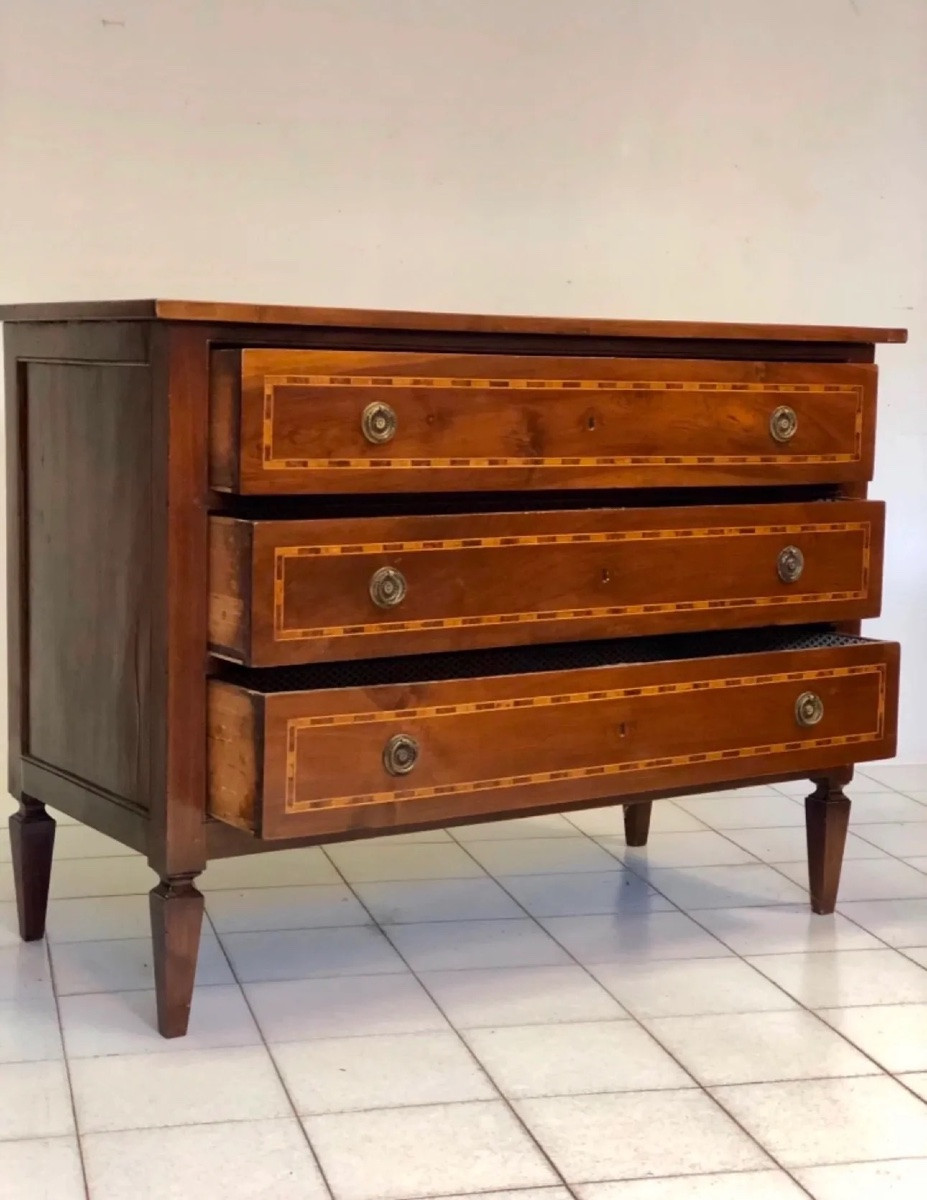 Cassettone Luigi XVI intarsiato . XVIII secolo-photo-4