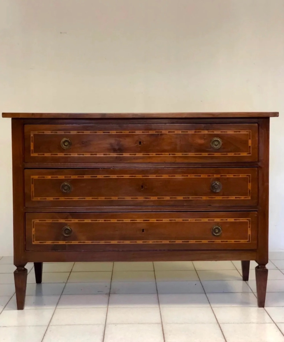 Cassettone Luigi XVI intarsiato . XVIII secolo-photo-8