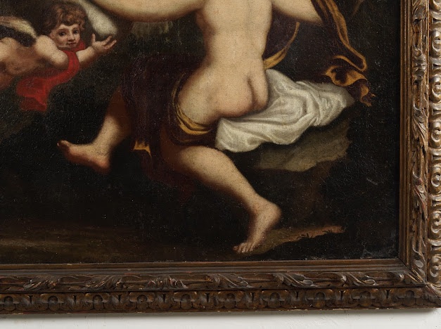 Olio su tela . Leda e il cigno pittore lombardo del XVII secolo epoca 600-photo-5