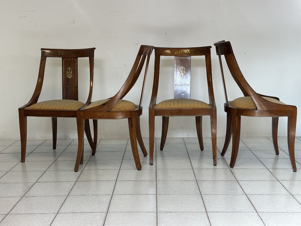 Gruppo di quattro sedie a gondola XIX secolo-photo-2