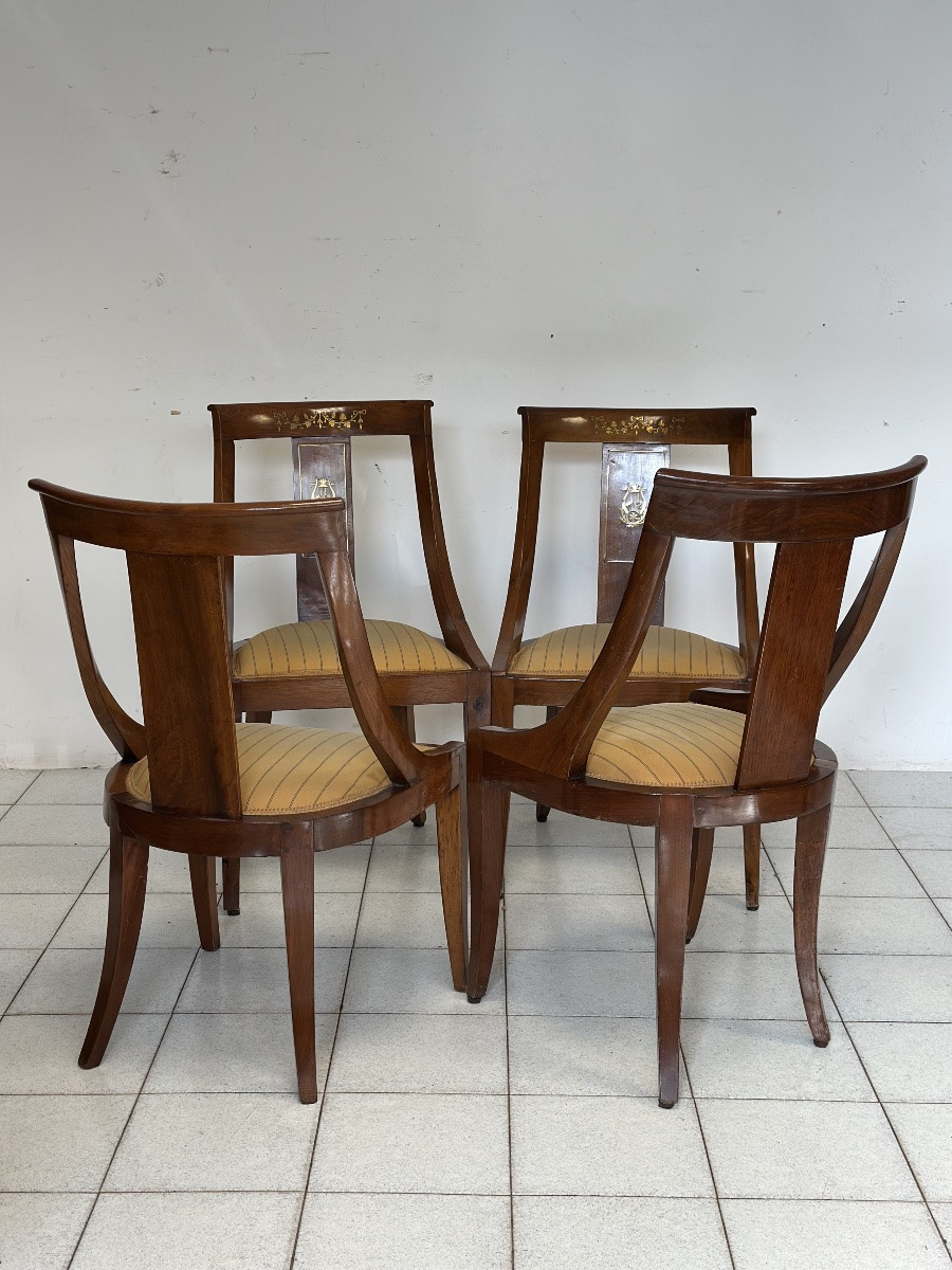 Gruppo di quattro sedie a gondola XIX secolo-photo-6