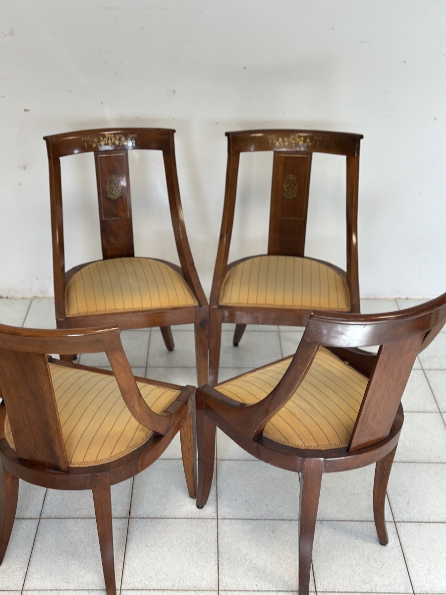 Gruppo di quattro sedie a gondola XIX secolo-photo-7