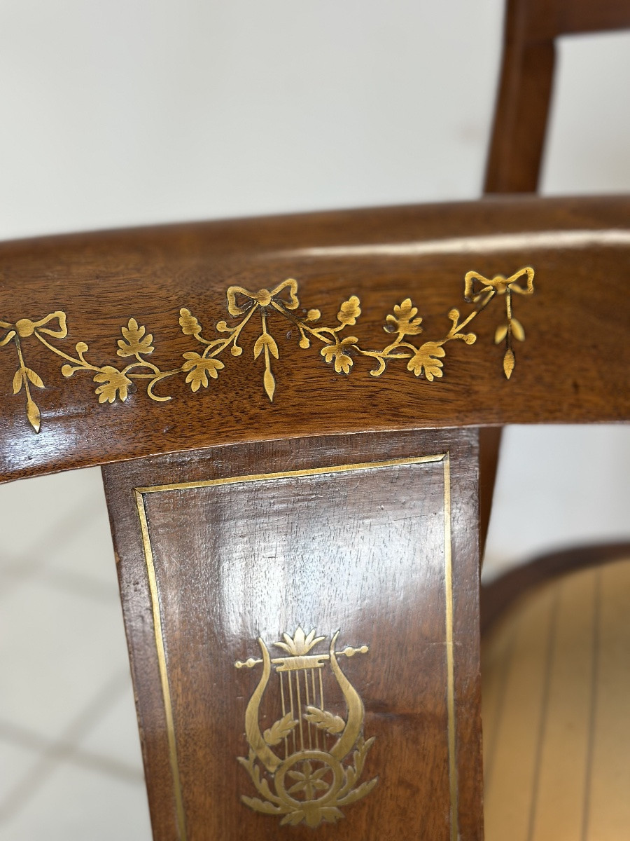 Gruppo di quattro sedie a gondola XIX secolo-photo-8