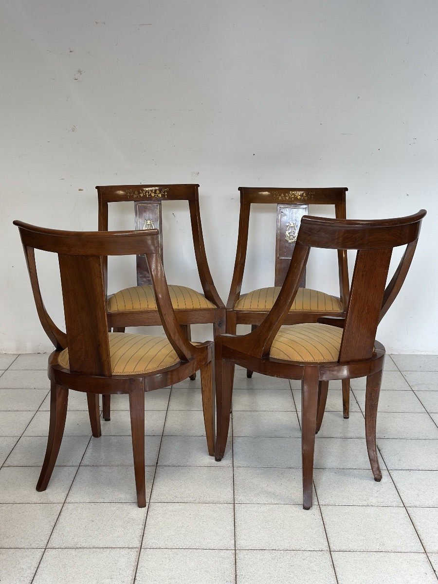 Gruppo di quattro sedie a gondola XIX secolo