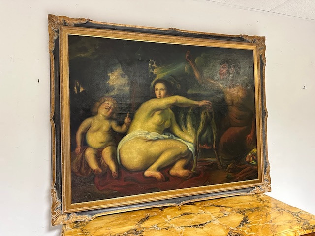 Olio su tela . L’infanzia di Zeus o di Giove . Primi 800-photo-6