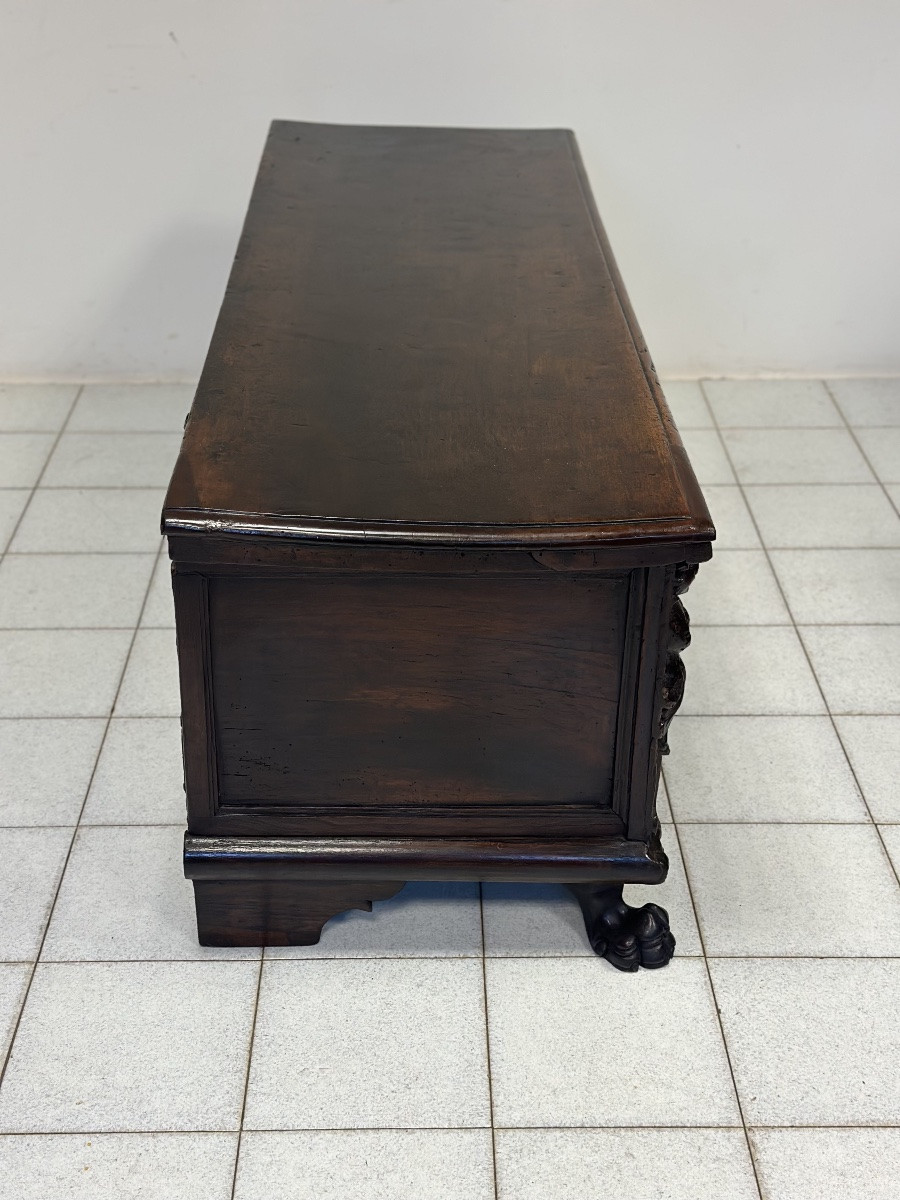 Cassapanca nobiliare rinascimentale lombarda città di Bergamo primo 600 XVII secolo-photo-2