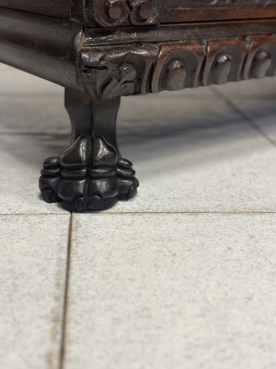 Cassapanca nobiliare rinascimentale lombarda città di Bergamo primo 600 XVII secolo-photo-3