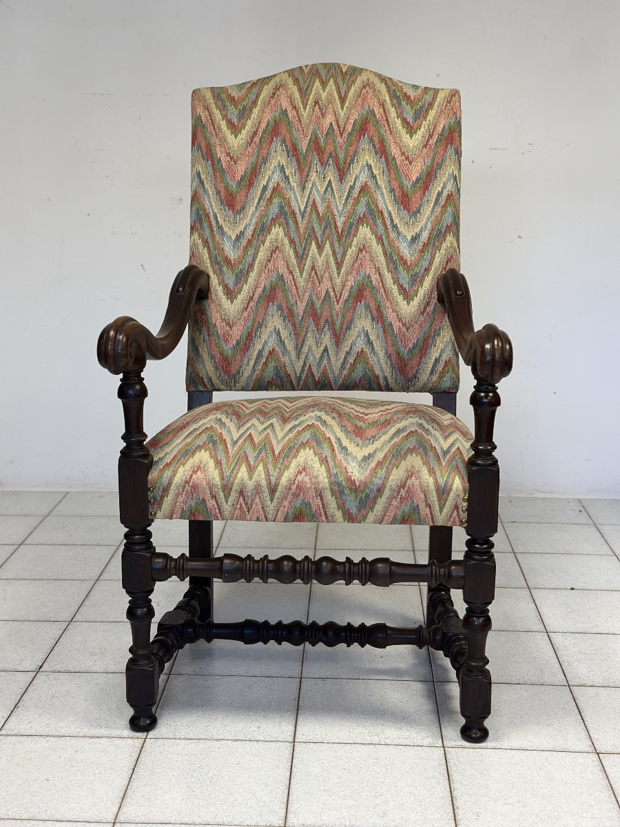 Trono a rocchetto Luigi XIV lombardo noce-photo-2