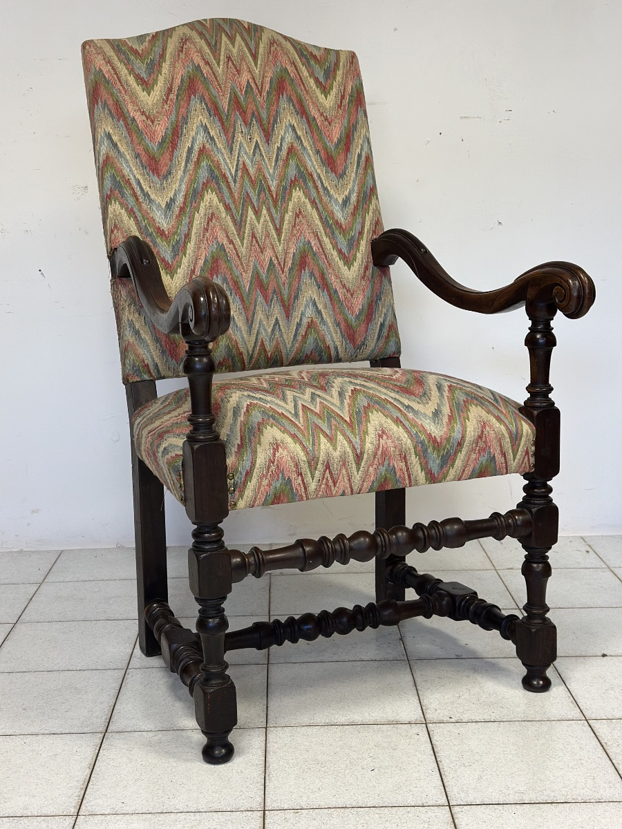 Trono a rocchetto Luigi XIV lombardo noce-photo-6