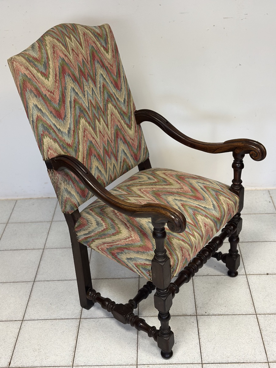 Trono a rocchetto Luigi XIV lombardo noce-photo-8