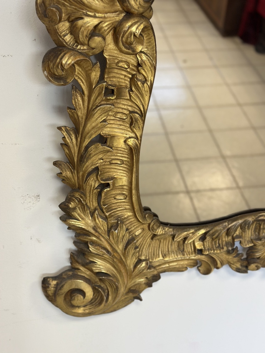 Specchiera con cornice in legno intagliato e dorato. Lombardia XVIII secolo-photo-6