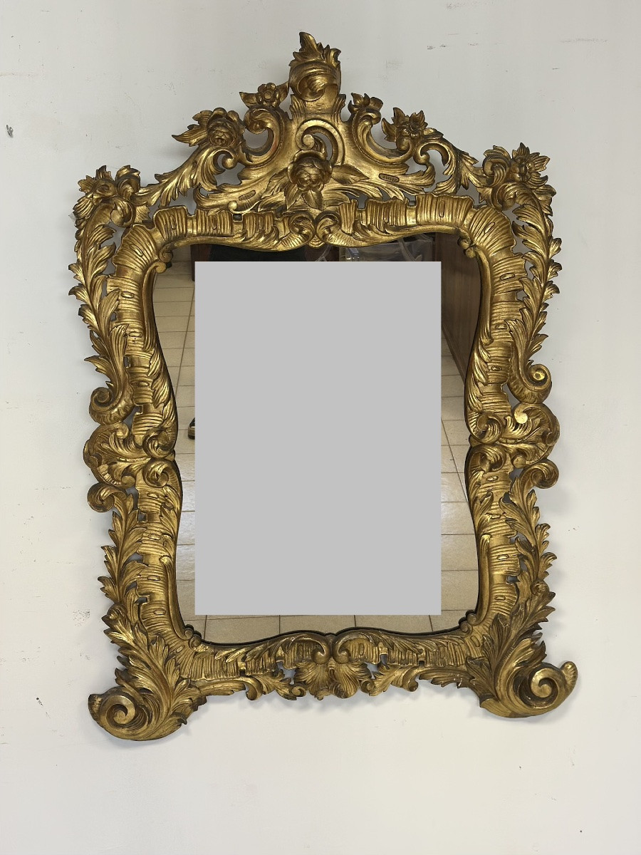 Specchiera con cornice in legno intagliato e dorato. Lombardia XVIII secolo-photo-7