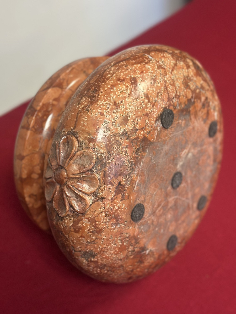 Acquasantiera in marmo rosso imperiale XIX secolo-photo-1