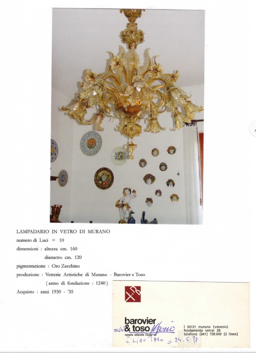 Lampadario in vetro di Murano. Barovier & Toso Primi XX secolo. 154 x 124.-photo-3