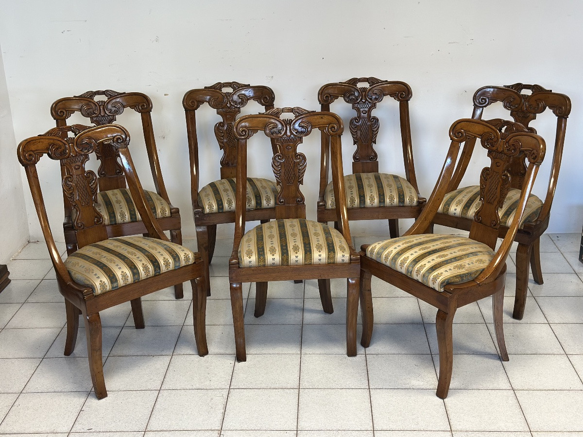 Gruppo di sette sedie a gondola Carlo X lombarde. Primo 800-photo-2