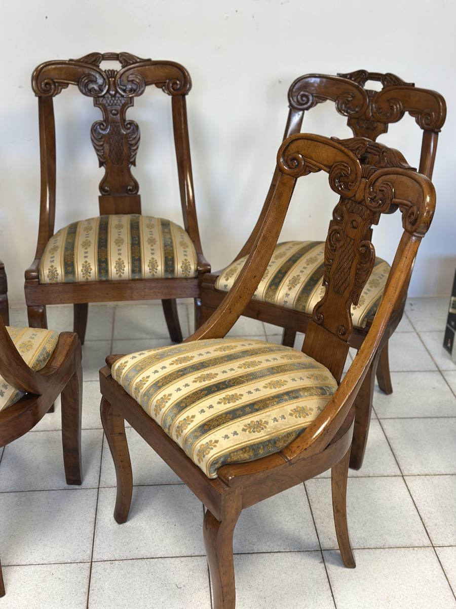 Gruppo di sette sedie a gondola Carlo X lombarde. Primo 800-photo-4