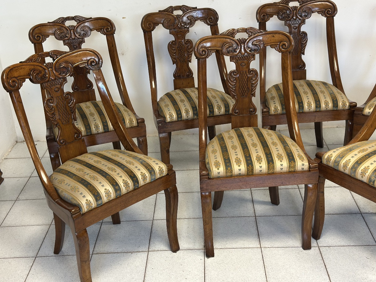 Gruppo di sette sedie a gondola Carlo X lombarde. Primo 800-photo-1