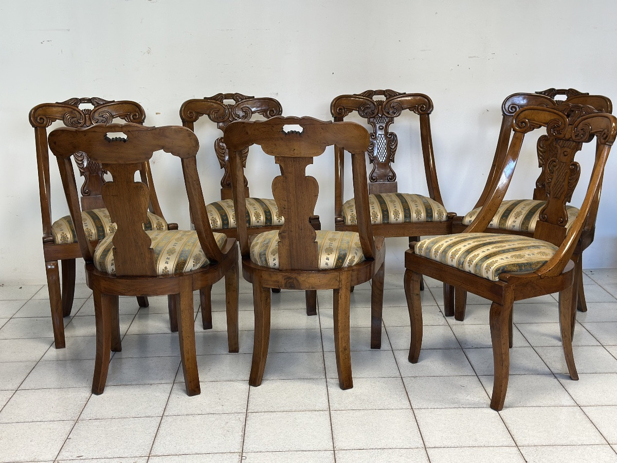 Gruppo di sette sedie a gondola Carlo X lombarde. Primo 800-photo-4