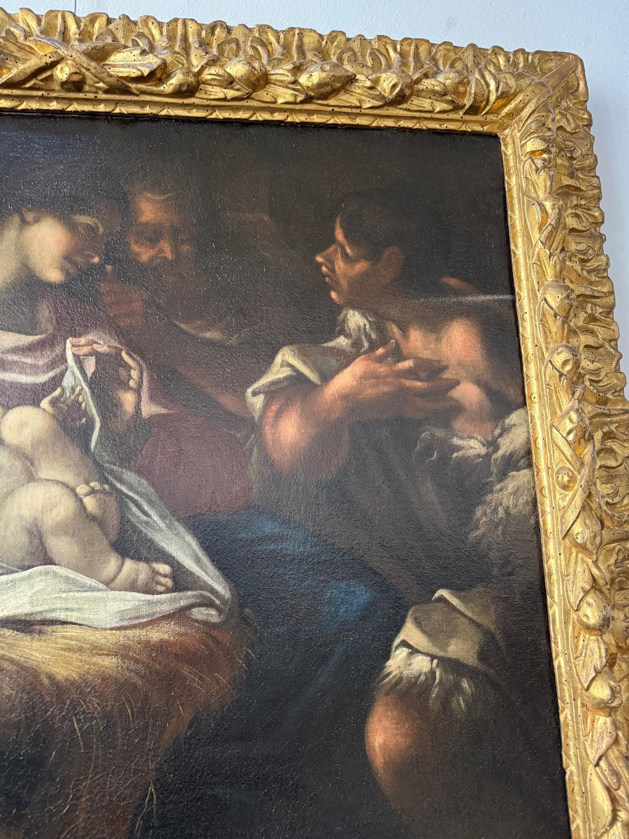 Olio su tela natività . Scuola veneta XVII secolo ambito di Antonio Balestra-photo-3