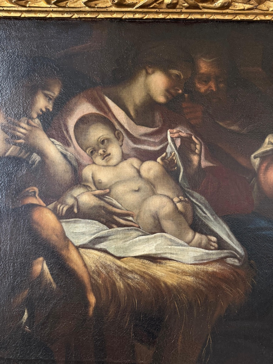 Olio su tela natività . Scuola veneta XVII secolo ambito di Antonio Balestra-photo-4