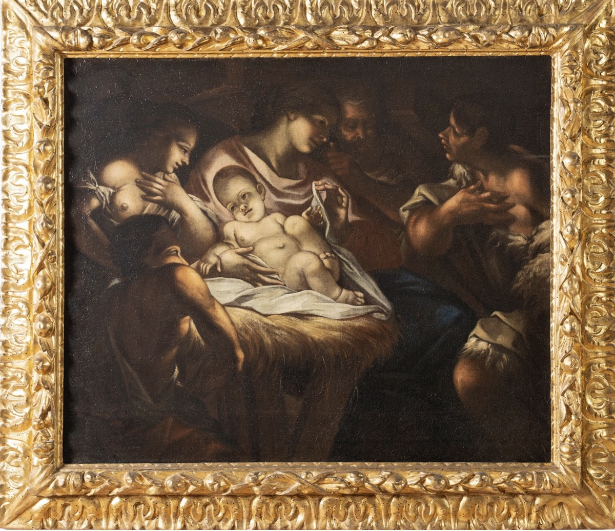 Olio su tela natività . Scuola veneta XVII secolo ambito di Antonio Balestra-photo-1