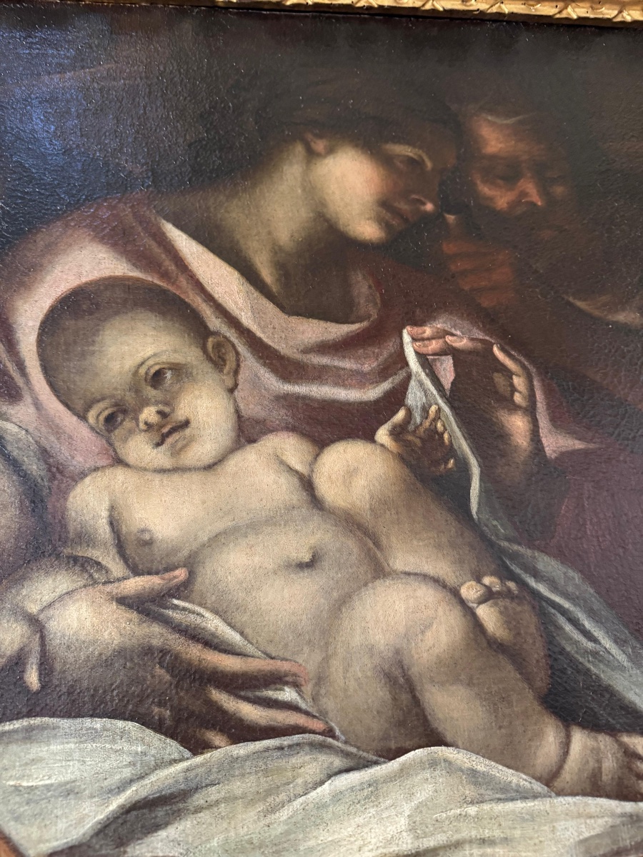 Olio su tela natività . Scuola veneta XVII secolo ambito di Antonio Balestra-photo-3