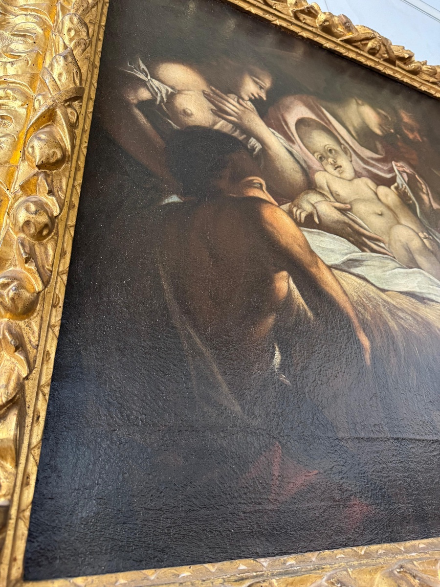 Olio su tela natività . Scuola veneta XVII secolo ambito di Antonio Balestra-photo-7