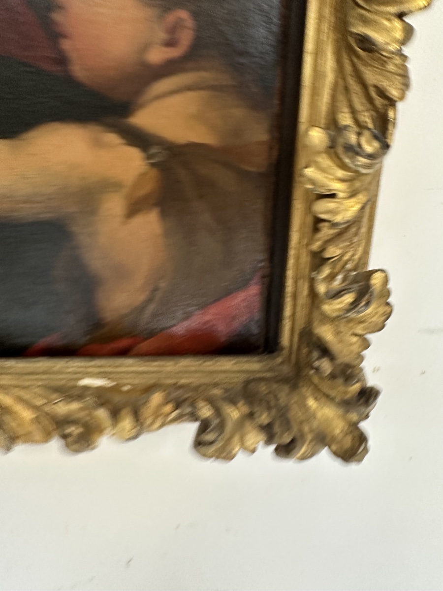 Olio su tela Madonna con il bimbo e San Giovannino . Andrea del Sarto copia da . XVI secolo-photo-2