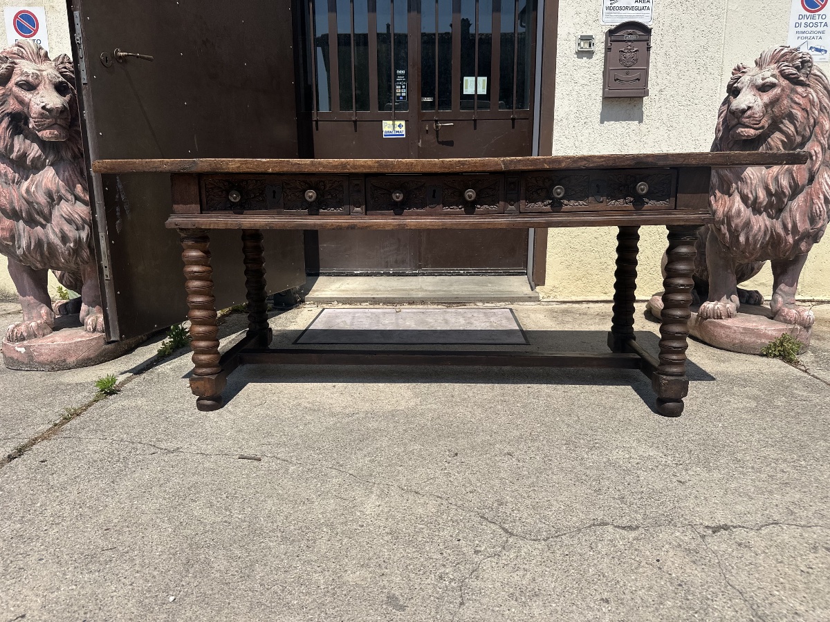 Tavolo scrittoio Luigi XIV barocco 600. 217x77