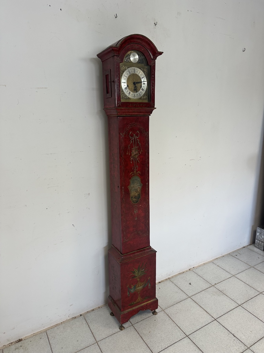 Orologio a pendolo laccato dipinto XX secolo-photo-2