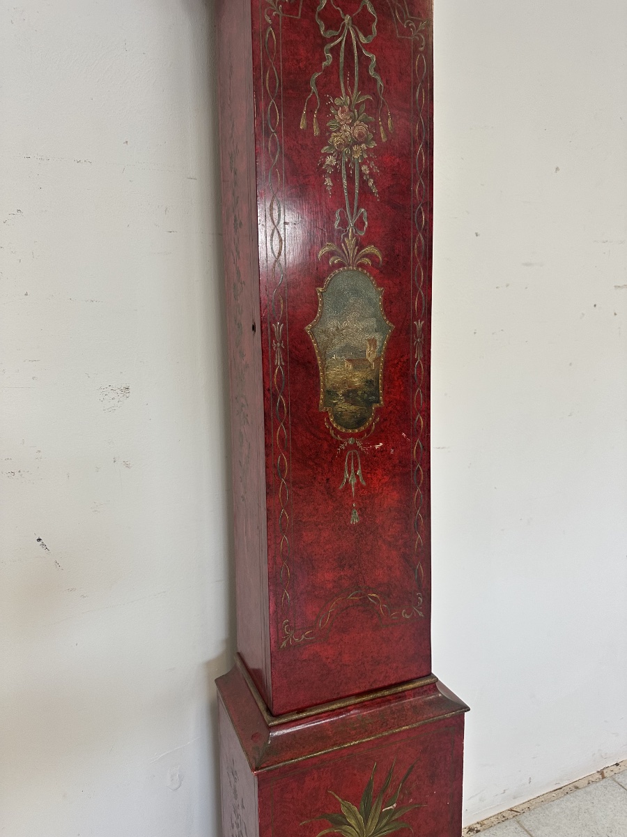 Orologio a pendolo laccato dipinto XX secolo-photo-4
