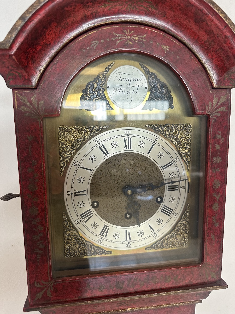 Orologio a pendolo laccato dipinto XX secolo-photo-2