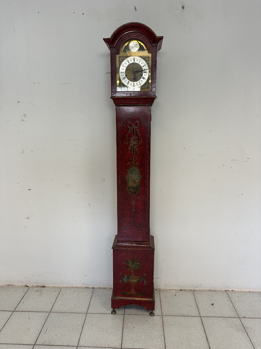 Orologio a pendolo laccato dipinto XX secolo-photo-7