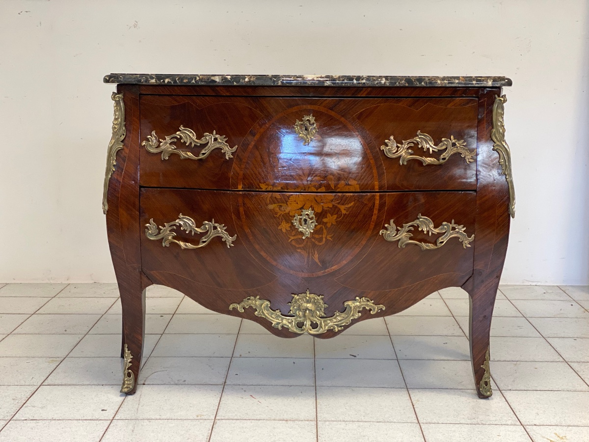 Cassettone bombato fronte e fianchi Napoleone III 800 restauro eseguito-photo-2
