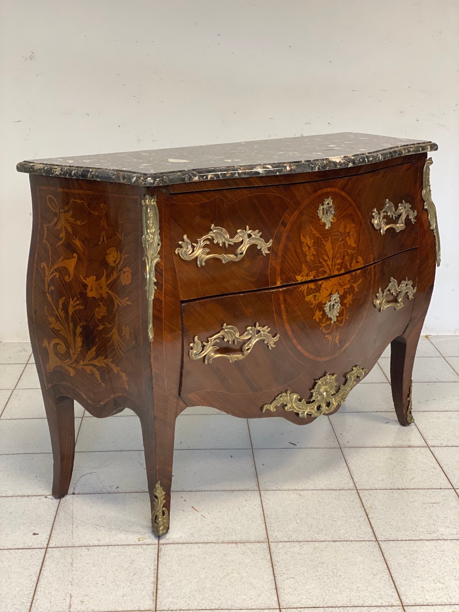 Cassettone bombato fronte e fianchi Napoleone III 800 restauro eseguito