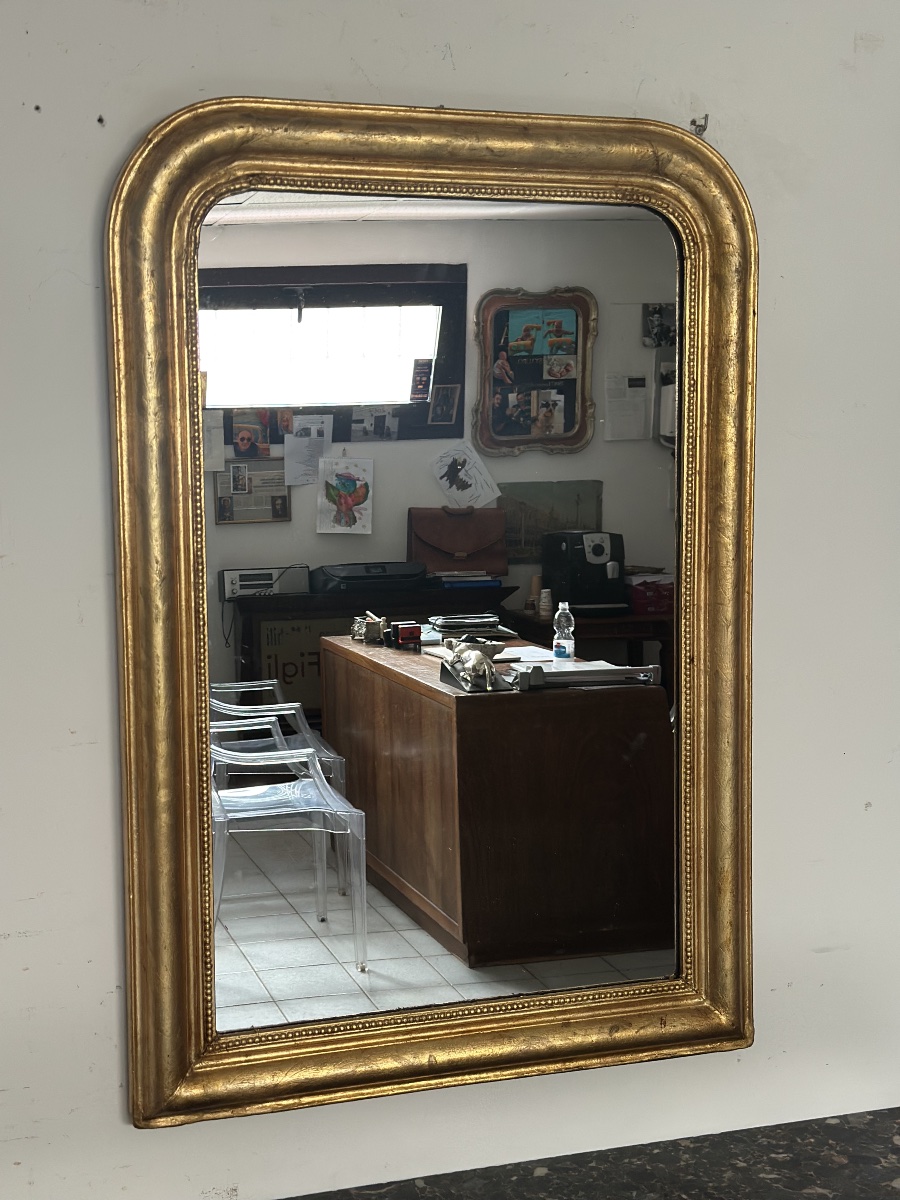 Specchiera della seconda metà dell’800 in legno dorato Forma rettangolare con angoli stondati-photo-2