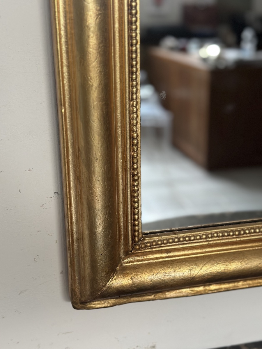Specchiera della seconda metà dell’800 in legno dorato Forma rettangolare con angoli stondati-photo-4