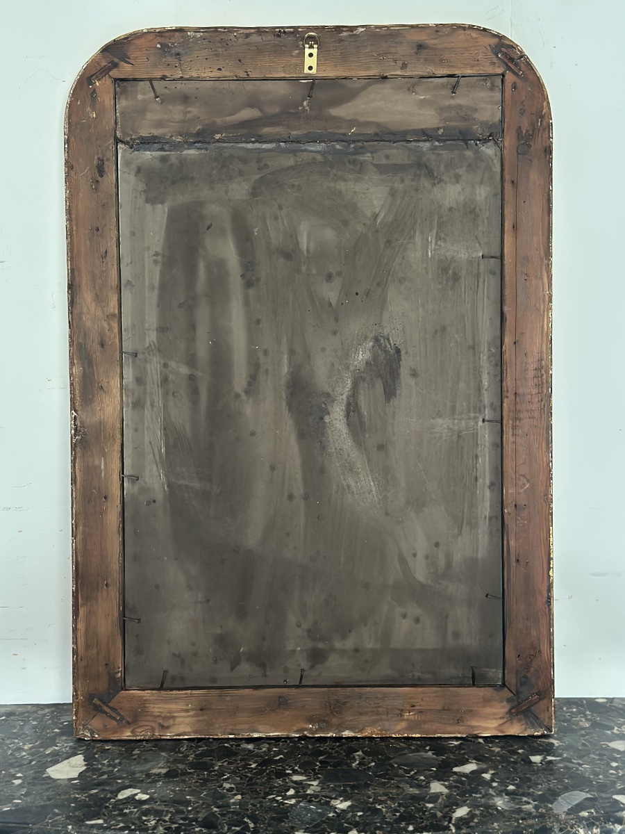 Specchiera della seconda metà dell’800 in legno dorato Forma rettangolare con angoli stondati-photo-3