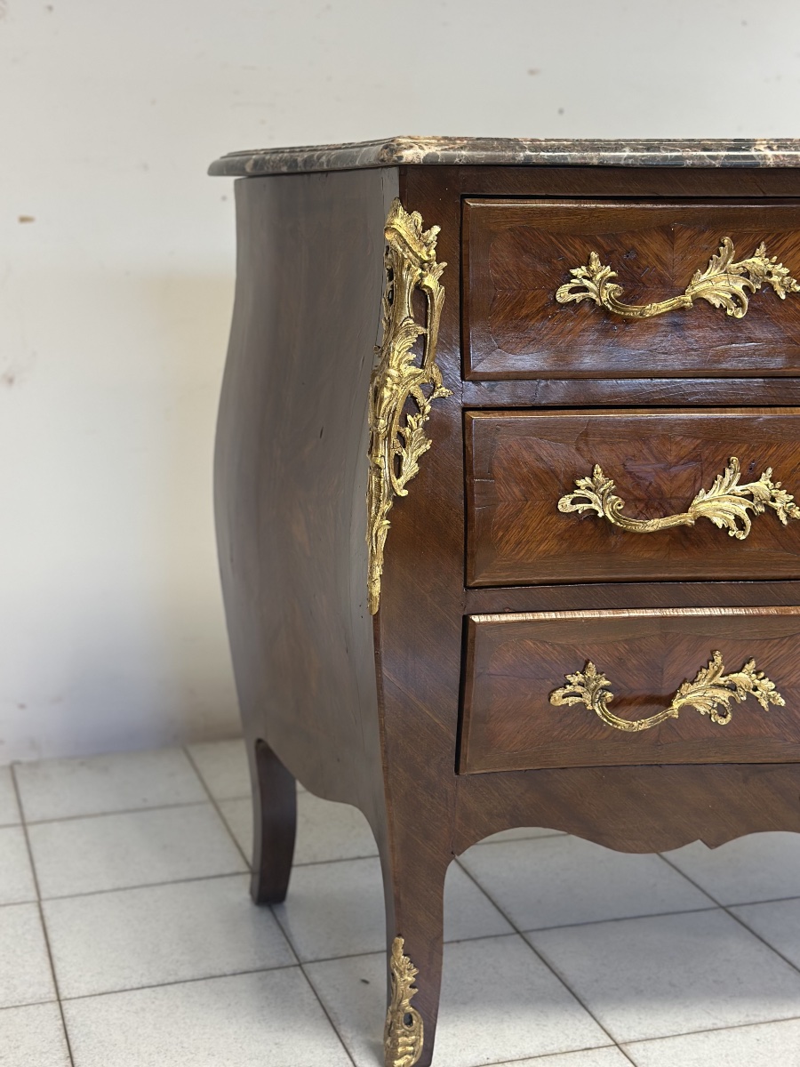 Cassettone a forma bombata bois de rosa ebano viola XIX secolo Napoleone III (restaurato)-photo-2